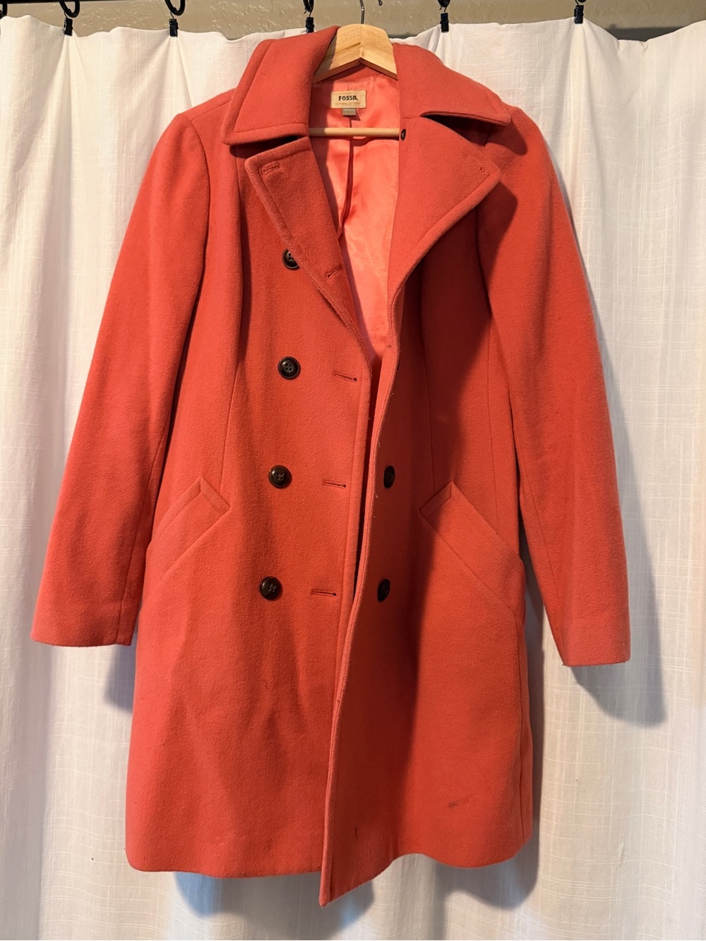 Fossil Coral Double-Breasted Pea Coat